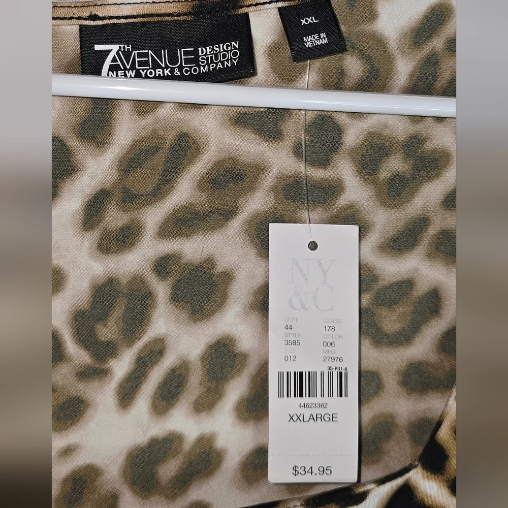 7th Avenue Design Studio New York Company Leopard Print Square Neckline  Top XXL - Picture 4 of 6